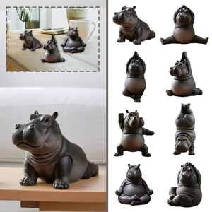 Nilpferd Yoga Statue Meditation Nilpferd Büro Wohndeko Tischplatte - Ornament R5W3 - Bild 1 von 18