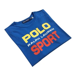 POLO SPORT SPELL OUT SHIRT HERREN LARGE L BLAU GRAFIK BIG LOGO RALPH LAUREN PRL - Bild 1 von 3