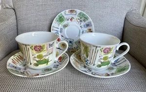 Roy Kirkham Large Cups And Saucer Pair My Garden (see Description) - Picture 1 of 8
