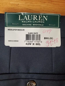 Neu mit Etikett neu Lauren Ralph Lauren Anzughose Herren dunkelmarine 42 x 30 plissiert Bündchen - Bild 1 von 8