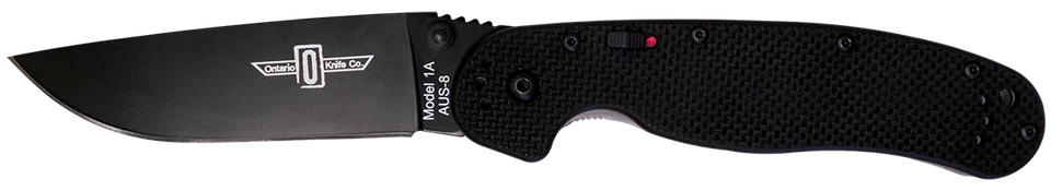 Ontario Knives RAT 1A Liner Lock 8871 Black AUS-8 Stainless Black G10 - Image 1 of 1