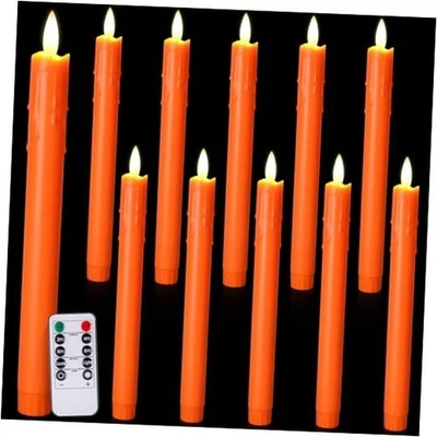  82 Pcs 10 Set Flameless Taper Candles with Remote Dripping Wax Orange - Image 1 of 4