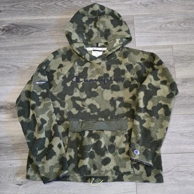 Champion Hoodie Womens XL Green Camo Pullover Sherpa Fleece Jacket Hoodie - Image 1 of 4