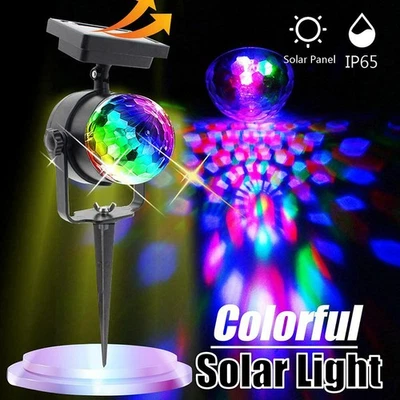 Luces Proyector Solar RGB Lámpara de Proyección Giratoria Jardín Fiesta Disco Decoración Bombillas Foto 1 de 4