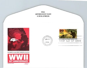 S06-1812, WWII 50TH ANNIV., US TROOPS CLEAR ENEMY BUNKERS IN SAIPAN, A/C FDC - Picture 1 of 2