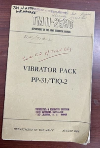 1948 VIBRATOR PACK PP-31/TIQ-2, TM 11-2596, Department Technical Army - Picture 1 of 12