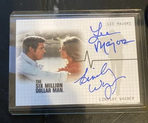 2007 $6 MILLION MAN DUAL AUTO: LEE MAJORS AND LINDSAY WAGNER #DA2 AUTOGRAPH - Picture 1 of 2