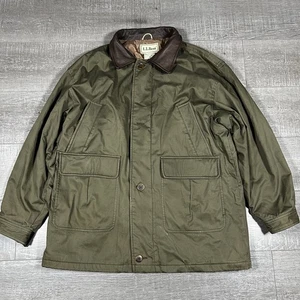 LLBean Chore Coat Mens XL Duck Canvas Field Barn USA Leather Collr Wool Lined - Picture 1 of 6
