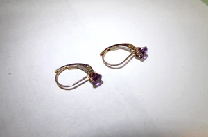 14 Kt. Solid Gold 1/3ct. Amethyst Earrings 0.8grams - Picture 1 of 6