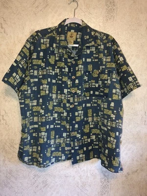 Joe Marlin Men’s Button Short Sleeve Blue Marlin Boat Print Shirt Size XL - Image 1 of 4