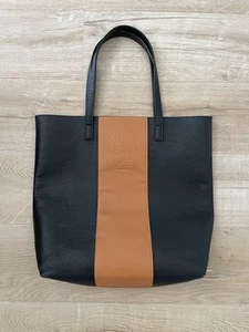 Designer MCM Parfums Black And Tan 2 Tone Large Faux Leather Tote Double Strap - Picture 1 of 12