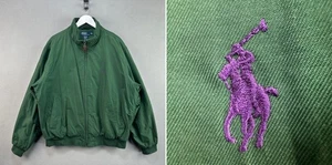 Polo Ralph Lauren Jacket XL Green Harrington Bomber Bi-Swing Wool Lined Vintage - Picture 1 of 9