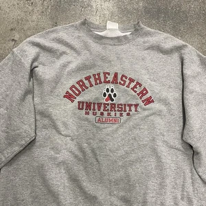 Northeastern University Huskies Champion Vintage Grey Crewneck Sweatshirt Sz XL - Picture 1 of 4