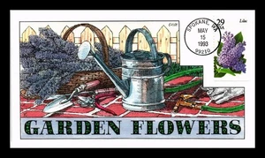 DR JIM STAMPS US COVER LILAC GARDEN FLOWERS FDC COLLINS HAND PAINTED - Picture 1 of 2
