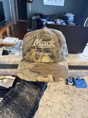 Gorra gorra de camionero vintage años 80 MACK Atlanta camuflada K Products SnapBack EE. UU. Foto 1 de 4