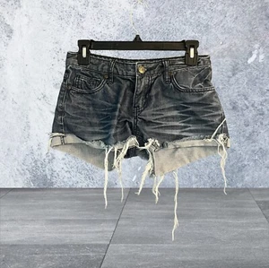 Forever 21 Women's Size 24 w24 Dark Blue Denim Raw Hem Cut-off Shorts - Picture 1 of 4