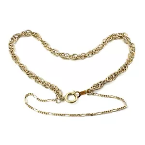 9ct 375 Yellow Gold French Rope Link Bracelet - 18.5cm - W/ Safety Chain - Picture 1 of 8
