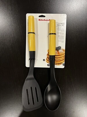 NEW KitchenAid Slotted Turner / Basting Spoon Tool Set - Yellow Utensils Spatula - Image 1 of 2