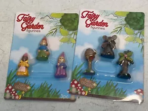 2 Fairy Garden Miniature Figures 3 Piece Set Gnomes & Trees Fairy Crossing 2" - Picture 1 of 4