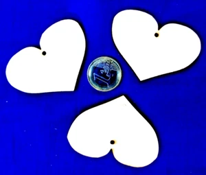 Minkaklecks  Anhänger Holz unbehandelt  3x Herzen  6cm  Basteln  Handarbeit - Bild 1 von 2