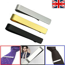 Silver Gold Metal Tie Clip Holder 40mm Stainless Steel Clasp Mens Bar Pin Plain