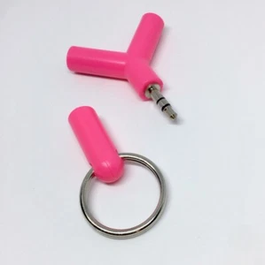 Divisor de audio de 2 vías auricular auricular 2 vías rosa adaptador llavero - Imagen 1 de 2