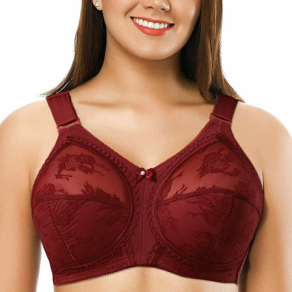 UK Plus Size, Firm support, Non wired, Lace, Non Padded, Full Cup Bra, Minimiser