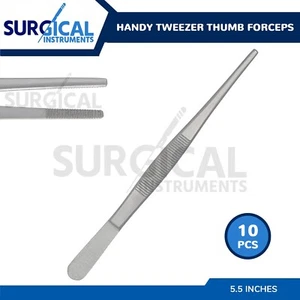 10 Pcs Handy 5.5" Extra-Long Tweezers Instruments Thumb Forceps German Grade - Picture 1 of 7