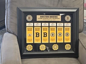 Framed Boston Bruins 6x Stanley Cup Champions LE /1000 24k Gold Highland Mint - Picture 1 of 12