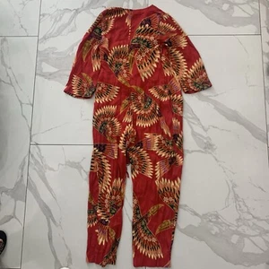 FARM Rio Jumpsuit Women Small Red Wonderful Deep V-Neck toucans Crop Ajustable - Picture 1 of 13