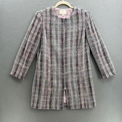 etcetera Coat Womens 6 Twill Coat Multicolor Mid Length Round Neck - Image 1 of 4