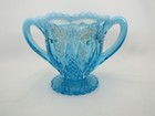 Antique EAPG Northwood Glass 1905 Blue Opalescent Paneled Holly Spooner Signed 2