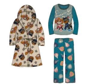 Nickelodeon Paw Patrol Kid's 3 Piece Plush Hooded Robe and Pajama Set Medium 8