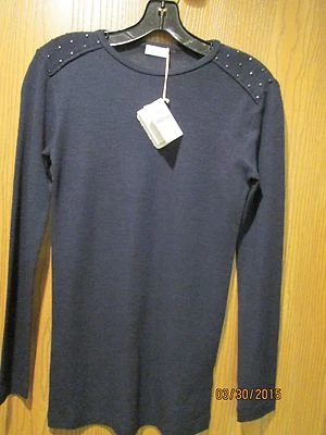 Brunello Cucinelli 海军圆领铆钉拉过上衣 M 码 — 第 1/4 张图片