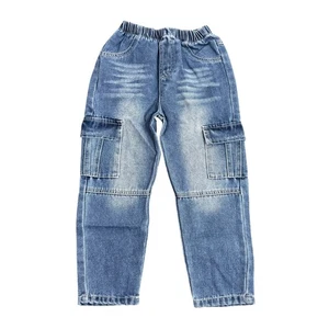 Boys Cargo Straight Leg Jeans in Blue, Size 6 - Picture 1 of 3