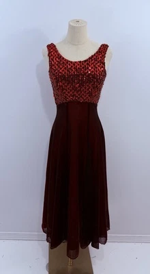 Винтажное выпускное платье макси платье красный фея прихоть готики 90-х Y2K сетки блестки наложение - Изображение 1 из 4