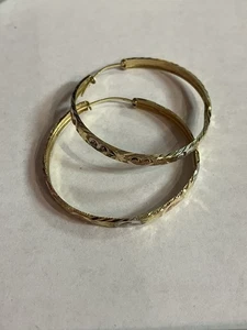 10k tri color gold hoop earrings #109703-1 MGC - Picture 1 of 6