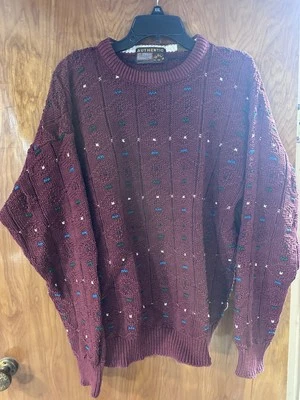 Suéter Grueso Tejido Pesado Vintage Rojo Hecho en EE. UU. Auténtico Edición 90 Mediano Foto 1 de 2