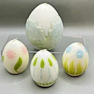 Juego de 4 velas de cera vintage florales en forma de huevo de Pascua pastel de primavera - Imagen 1 de 7