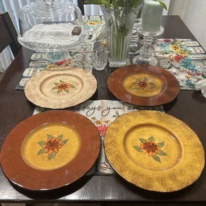 Casa Christina 'Tuscan' Set of 4 Dinner Plates - 10.5 Inch Ochre Design. - Picture 1 of 17