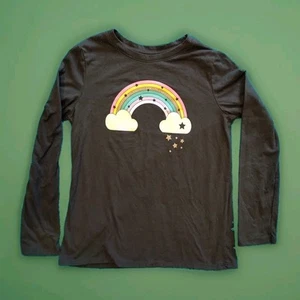 Camisa Cat & Jack Manga Larga Nubes Arco Iris Talla Grande 10/12 Usada - Imagen 1 de 4