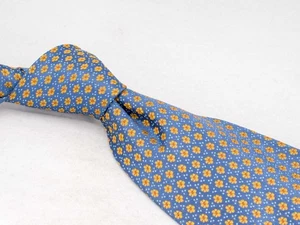 NWOT Salvatore Ferragamo Silk Tie Light Blue Yellow Flower Men's Luxury Necktie - Picture 1 of 5