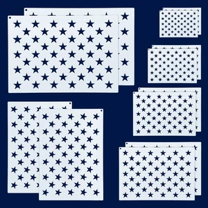 12 Pieces American Flag 50 Star Stencil Templates, 6 Sizes American Flag Temp... - Picture 1 of 7