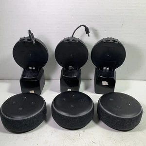 3 Amazon Echos With Plug In  Wall Mounts For Charging - Picture 1 of 14