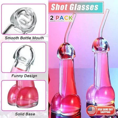 2 piezas Divertida Creativa Genital Polla Pene Cóctel Taza de Vidrio Botella Caliente Fiesta Taza Foto 1 de 4