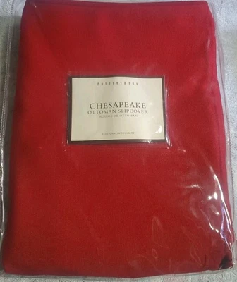 New Pottery Barn Chesapeake Ottoman Slipcover Burgundy/Maroon/Darker Red - Image 1 of 4