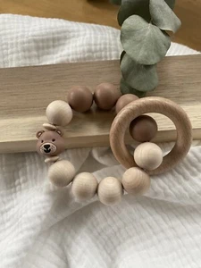 Greifling mit Namen Teddybär Greifring Baby Geschenk Mädchen Junge Geburt - Bild 1 von 1