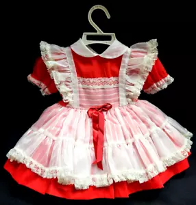 De Colección Betty Oden Talla 2 Rojo Blanco Círculo Completo Vestido Enaguas Florecedoras - Imagen 1 de 15