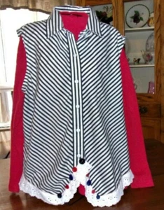 VEST VINTAGE BLOUSE VINTAGE BUTTONS & KNIT TOP INCLUDED LARGE - Picture 1 of 1
