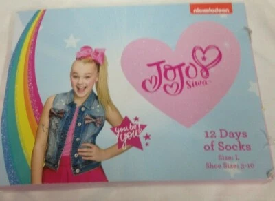 NEW, GIRLS JOJO SIWA 12 DAYS OF SOCKS, SIZE LARGE.  SHOE SIZE 3-10 - Image 1 of 4